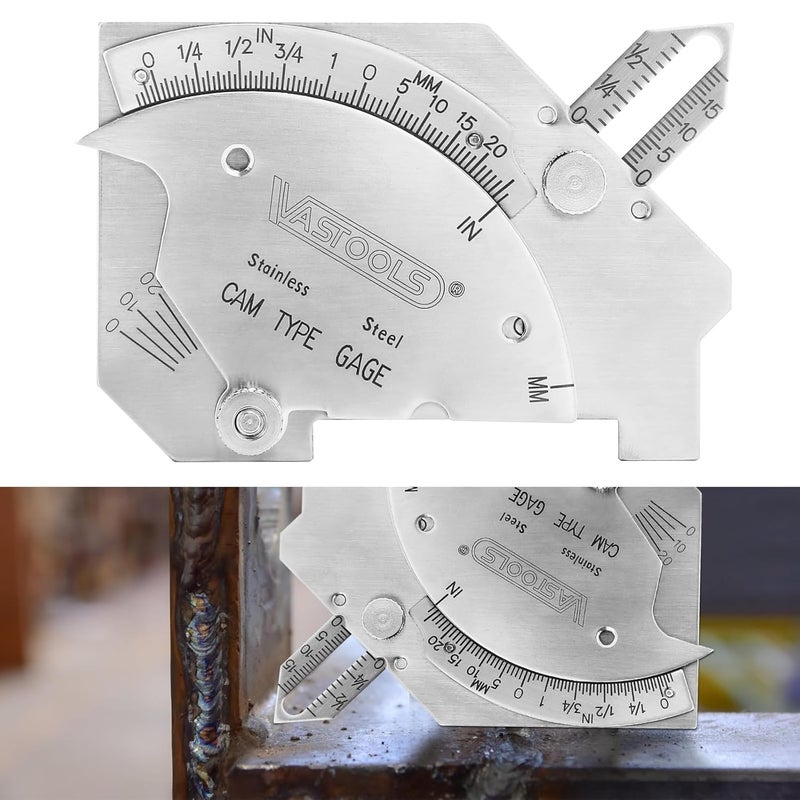 VASTOOLS Cam Weld Gauge,Stainless Steel,Metric & Inch,Linear Measurements up to 2"(50mm),Permanently Etched Markings and Thickness for Professional Welders - Image 3